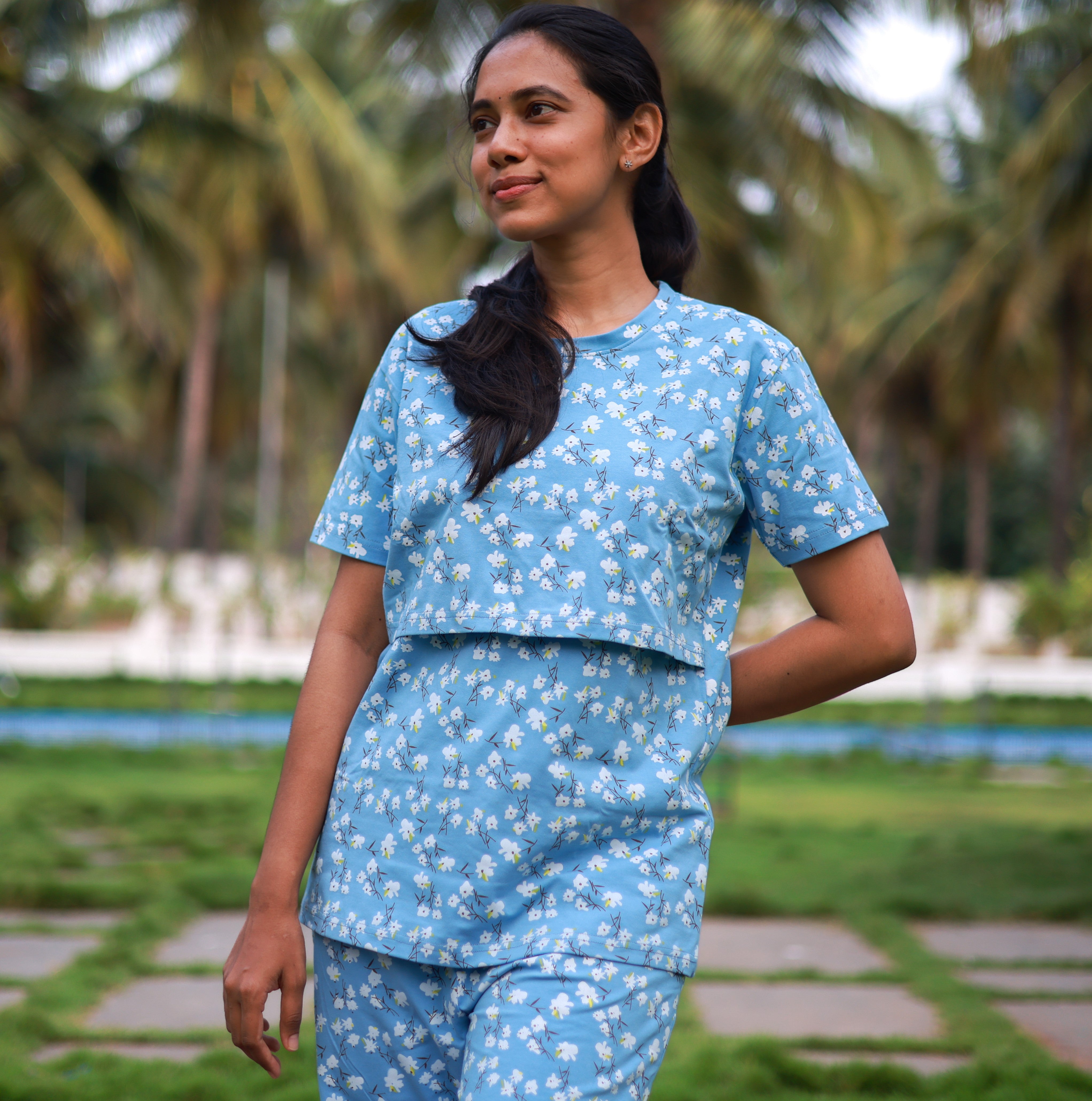 Blue Blossom- Premium Maternity Co-Ord Set