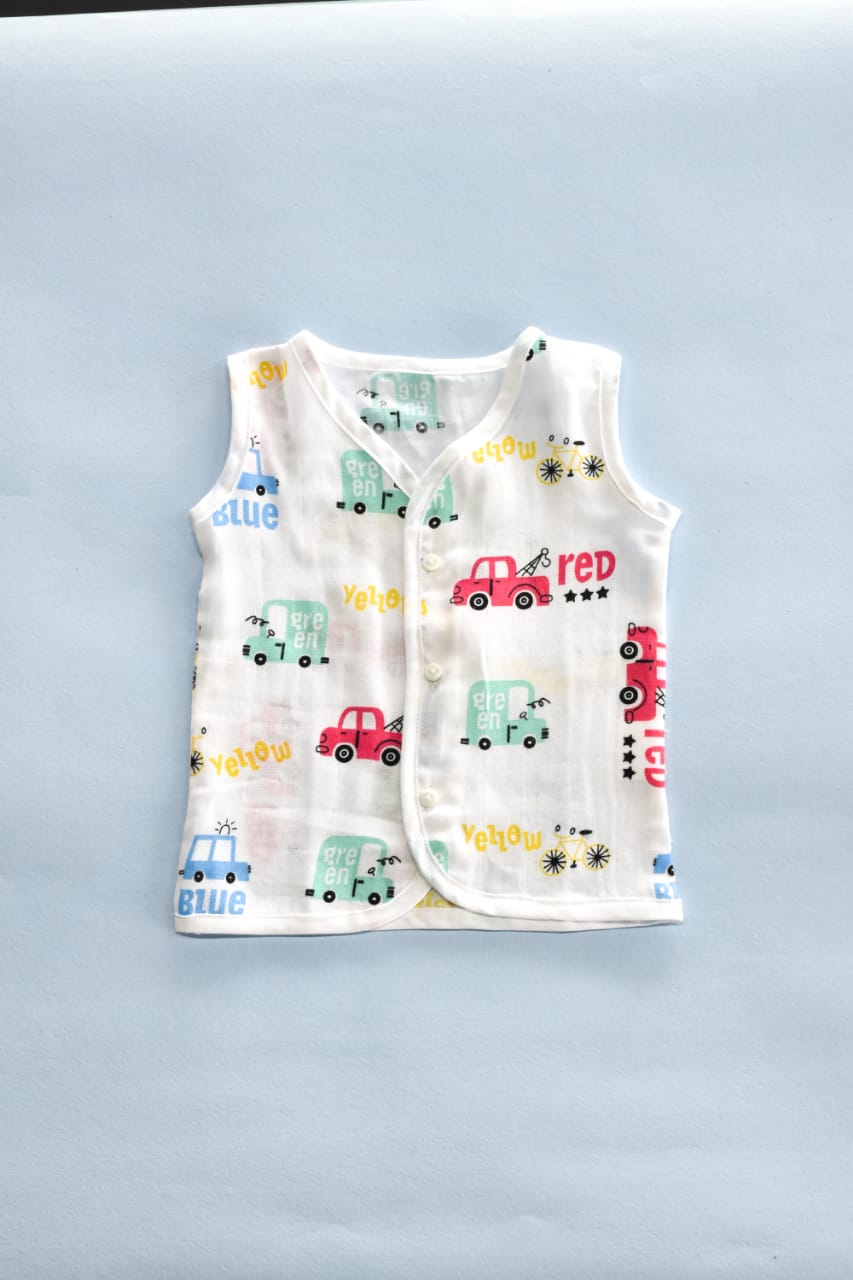 Muslin Jhabla 6-12 - Red truck