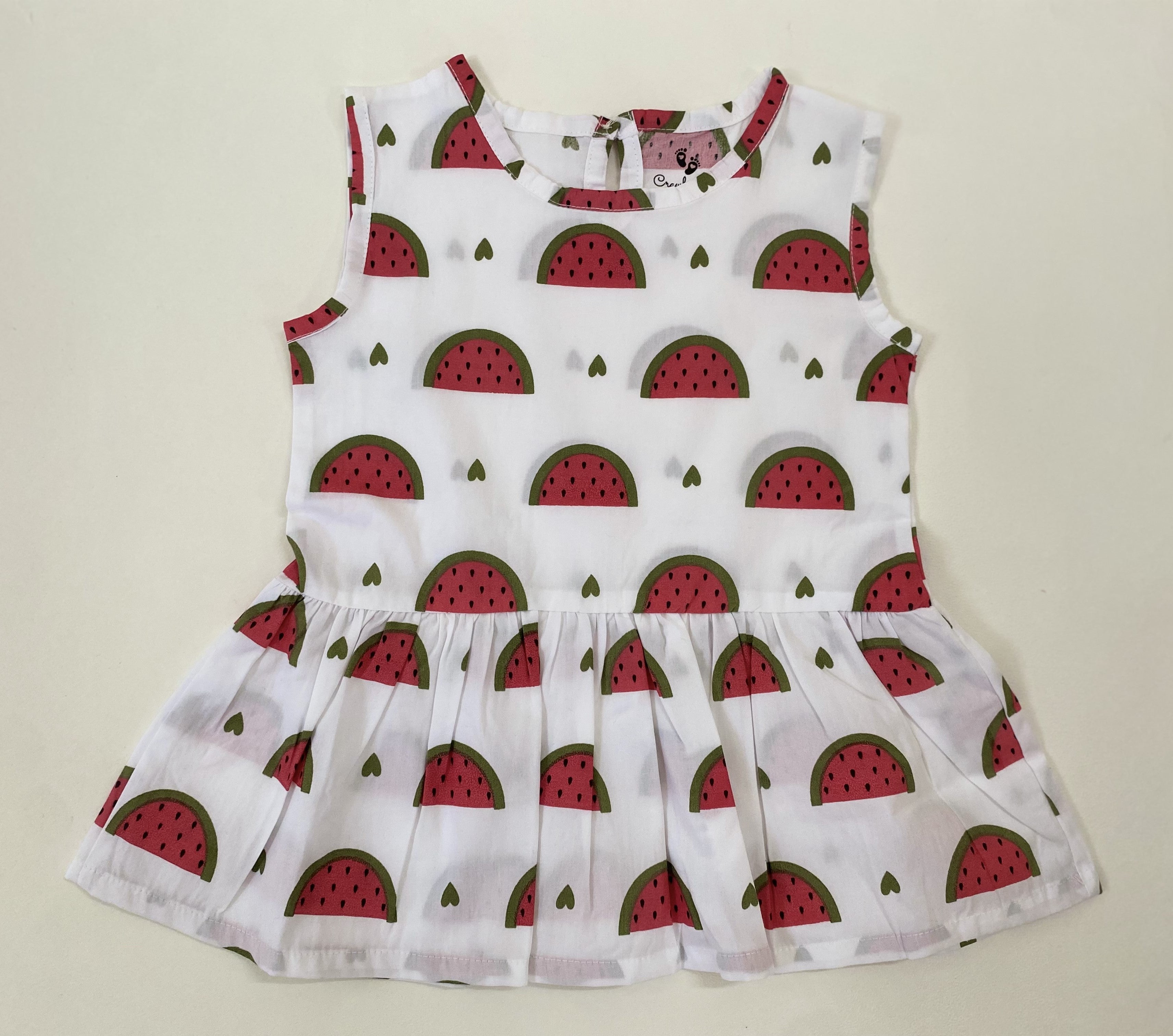 MulMu Cotton Frock - Watermelon sugar 6-12M