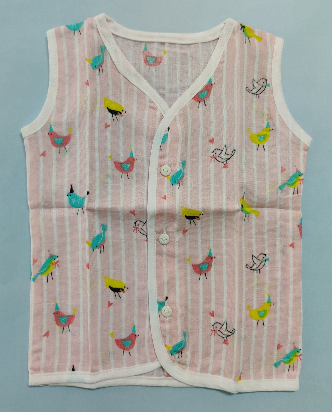 Muslin Jhabla - Pink Stripe